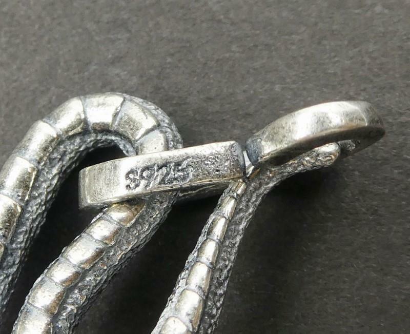 Unique Cool Solid Sterling Silver Coiled Snake Serpent Small Pendant Men Unisex