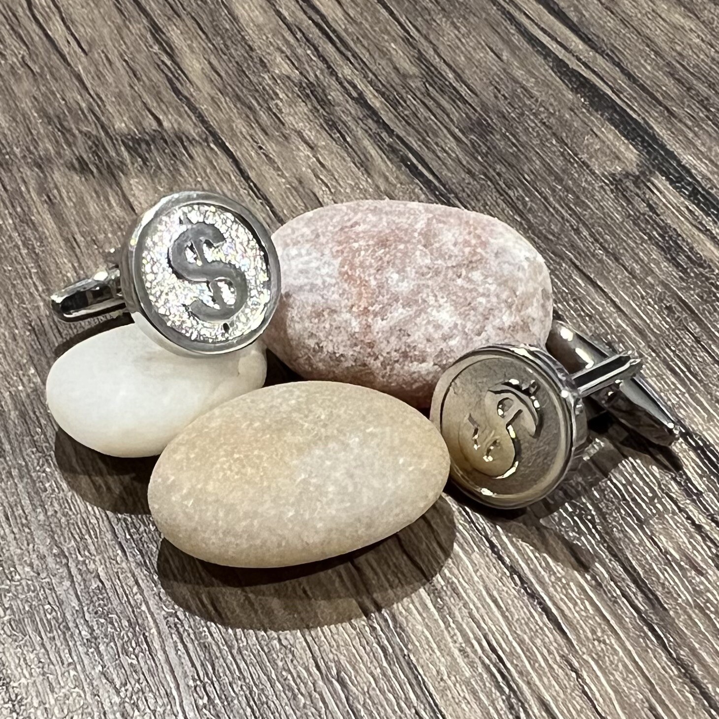 US Dollar Money Symbol Round Cufflinks Men Birthday Father’s Day Cufflink Box