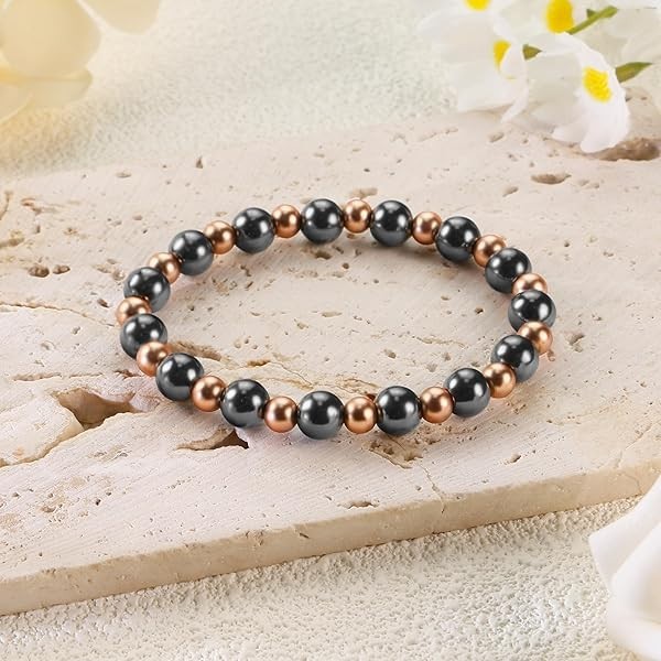 Genuine Copper Magnetic Hematite Stretch Bracelet Healing Protective Grounding