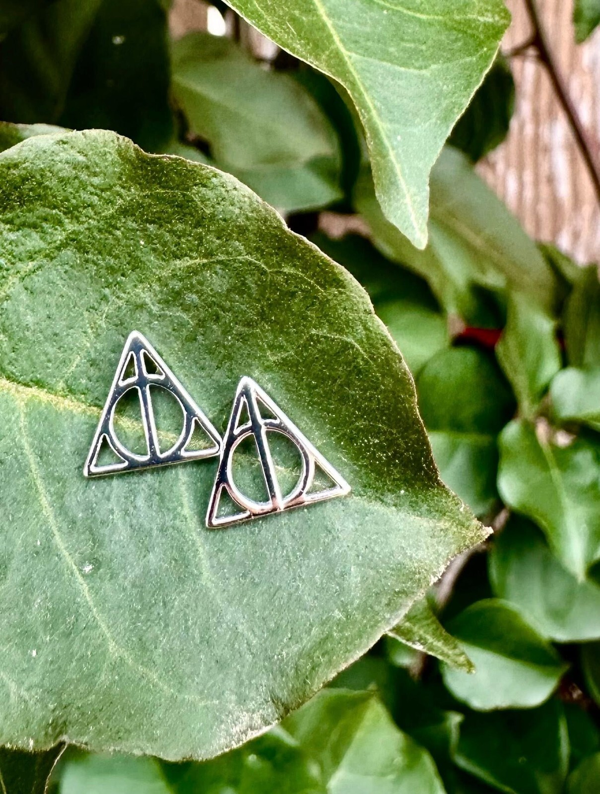 Deathly Hallows Harry Potter Sterling Silver Push Back Stud Earrings Wizarding