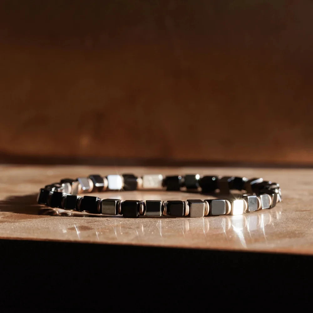 Genuine Hematite Protection Stretch Bracelet Healing Energy Balance Men Bracelet