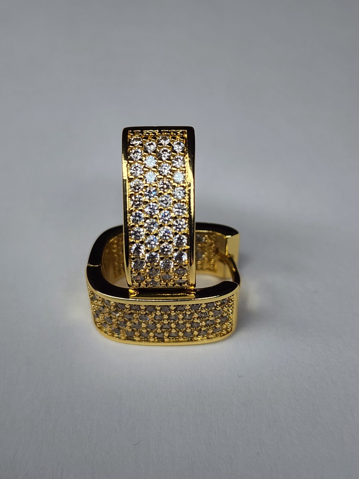 Gold Plated Hoop Earrings With Cubic Zirconia Unisex Hip Hop Jewelry For Women
