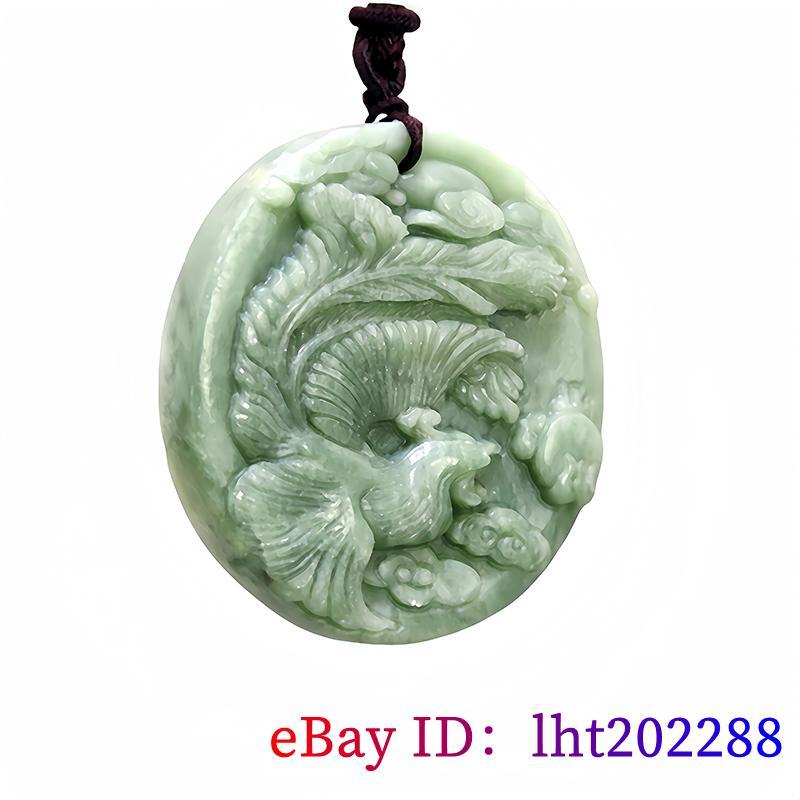 Green Natural Real Jade Phoenix Pendant Necklace Stone Talismans Designer Luxury
