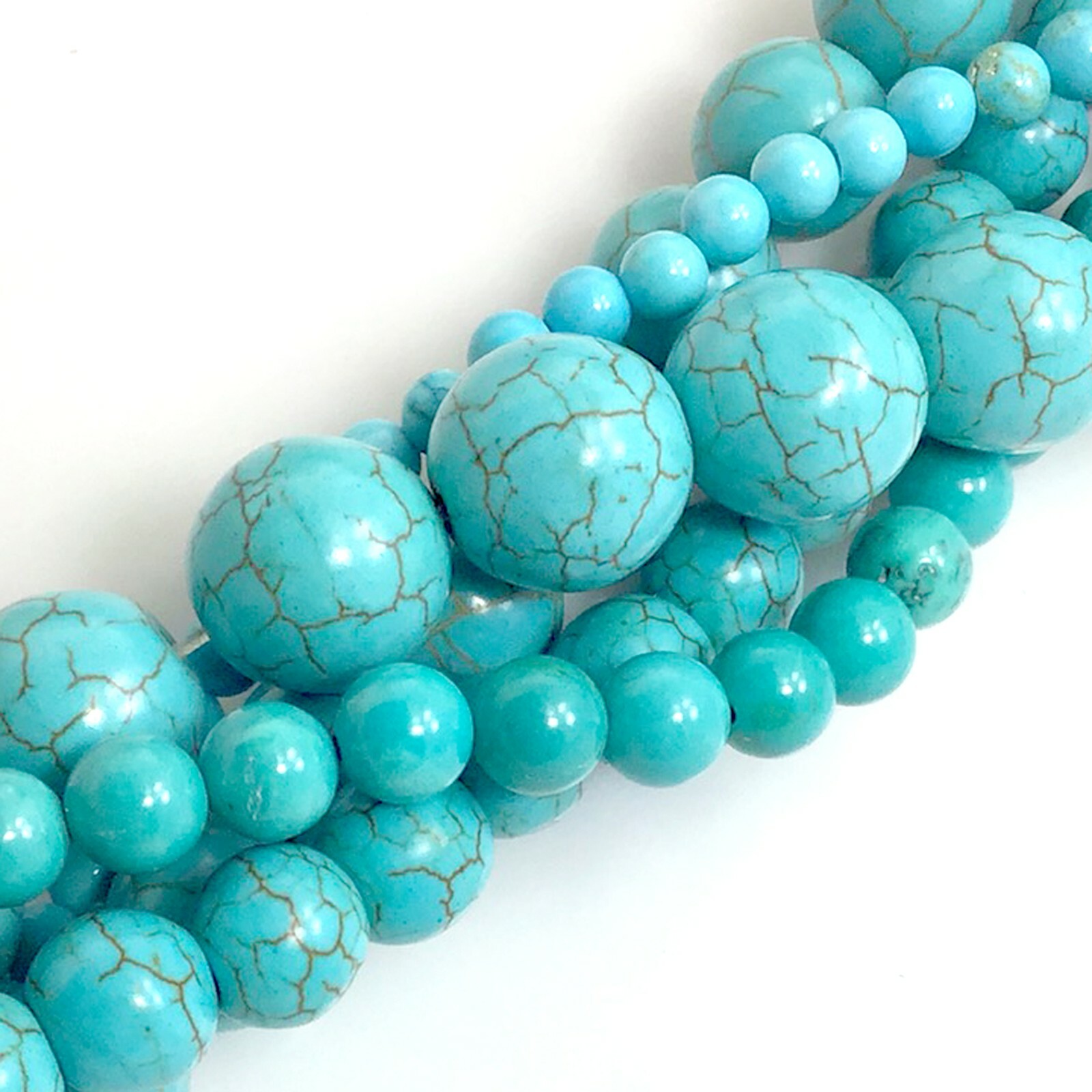 Gemstone Blue Magnesite Turquoise Round Loose Bead 15″ strand 4mm 6mm 8 10 12mm