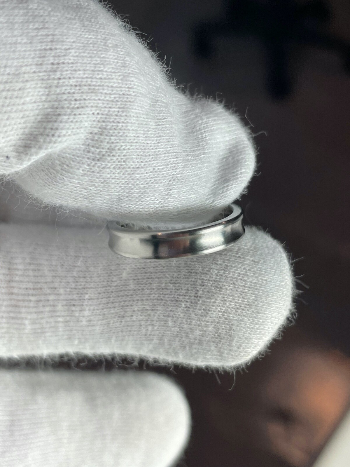 Everyday Wear Ring, Solid Titanium Band, Concave Cut, 4mm Width