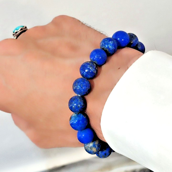 Top Quality Natural Beautiful Lapis Lazuli Gemstone Durable Elastic Bracelet