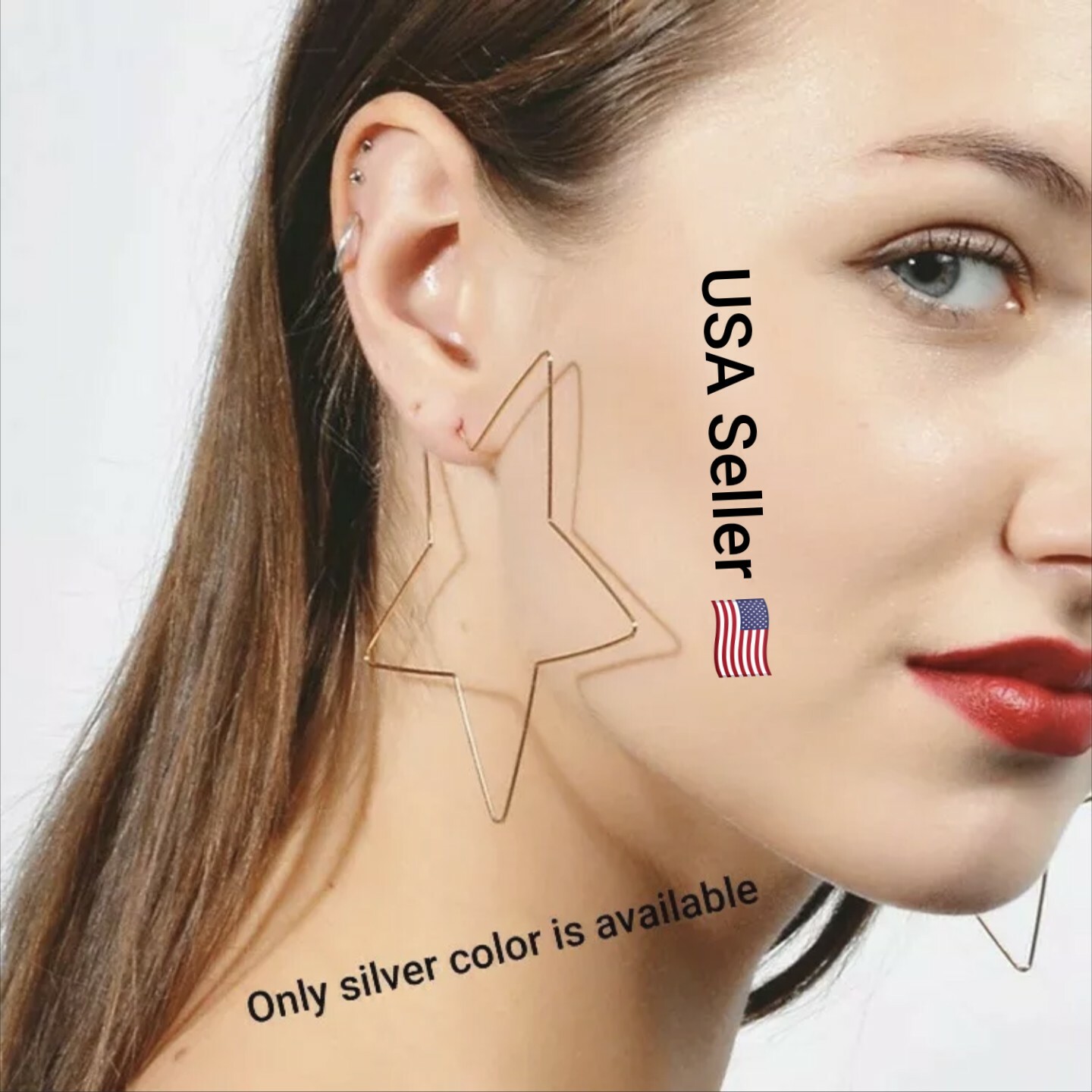 New Fashion Personality Exaggerated Tide Female Earrings Love Big Star Beauty