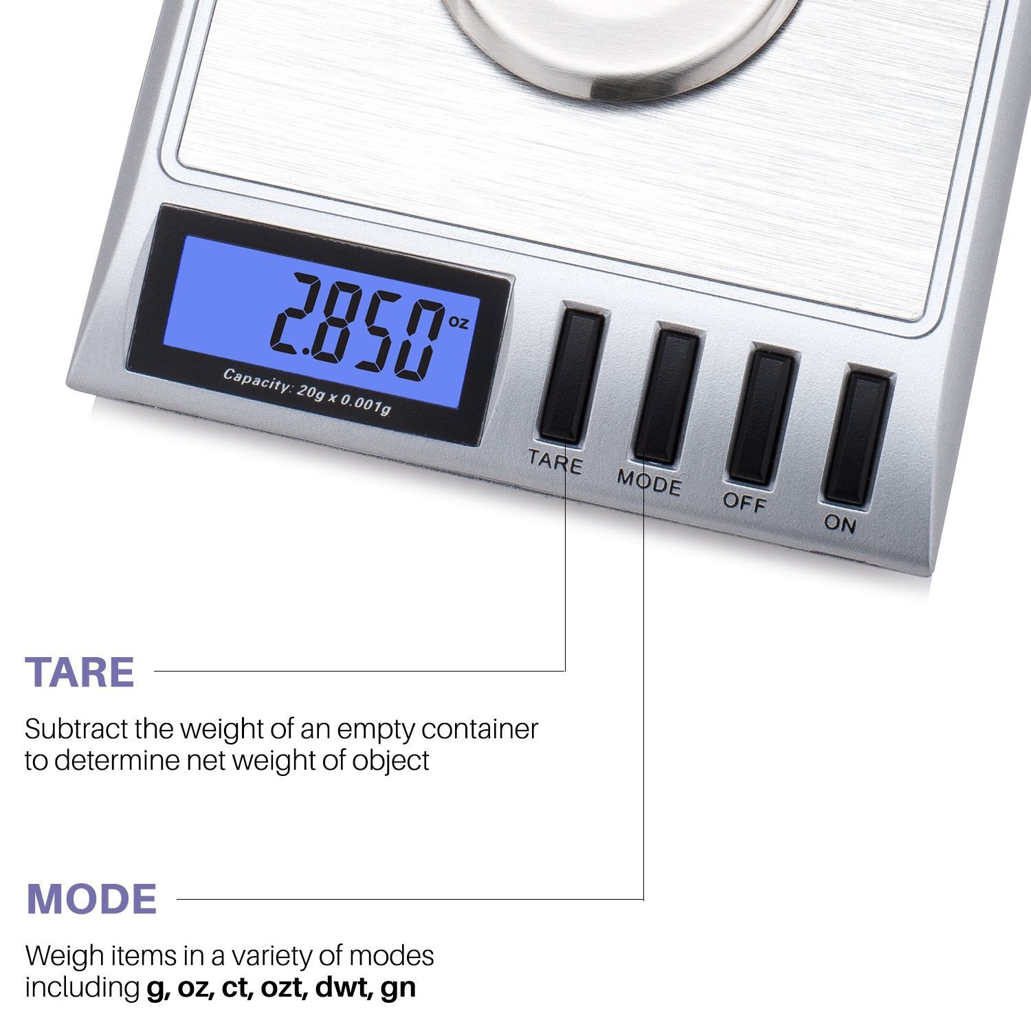 High Precision Digital Milligram Scale 20g x 0.001g for Jewelry, Reloading & Gem