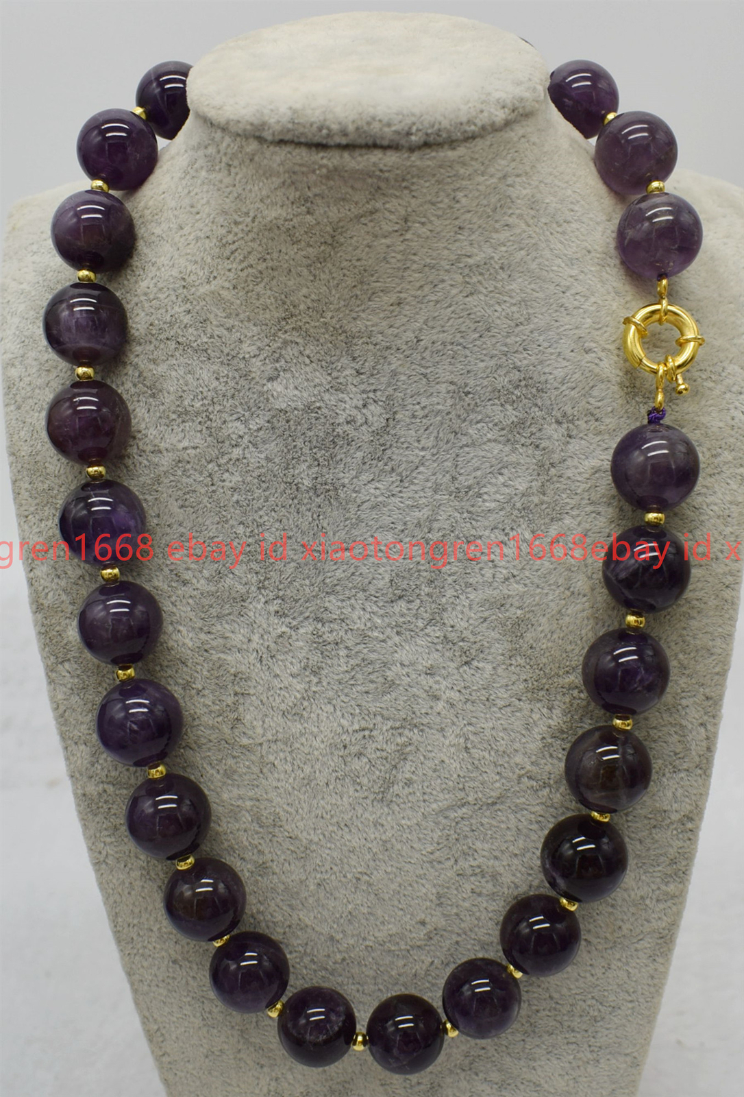 Pretty Natural 12mm Purple Amethyst Gemstone Round Beads Necklace 16-36in