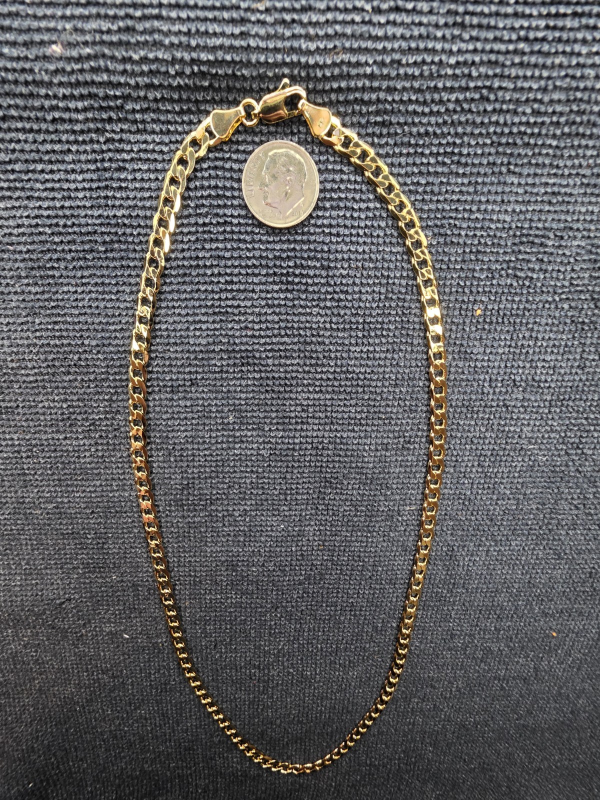 14k Yellow Gold Filled Cuban Link Chain Necklace Lobster Clasp Signed 20 in