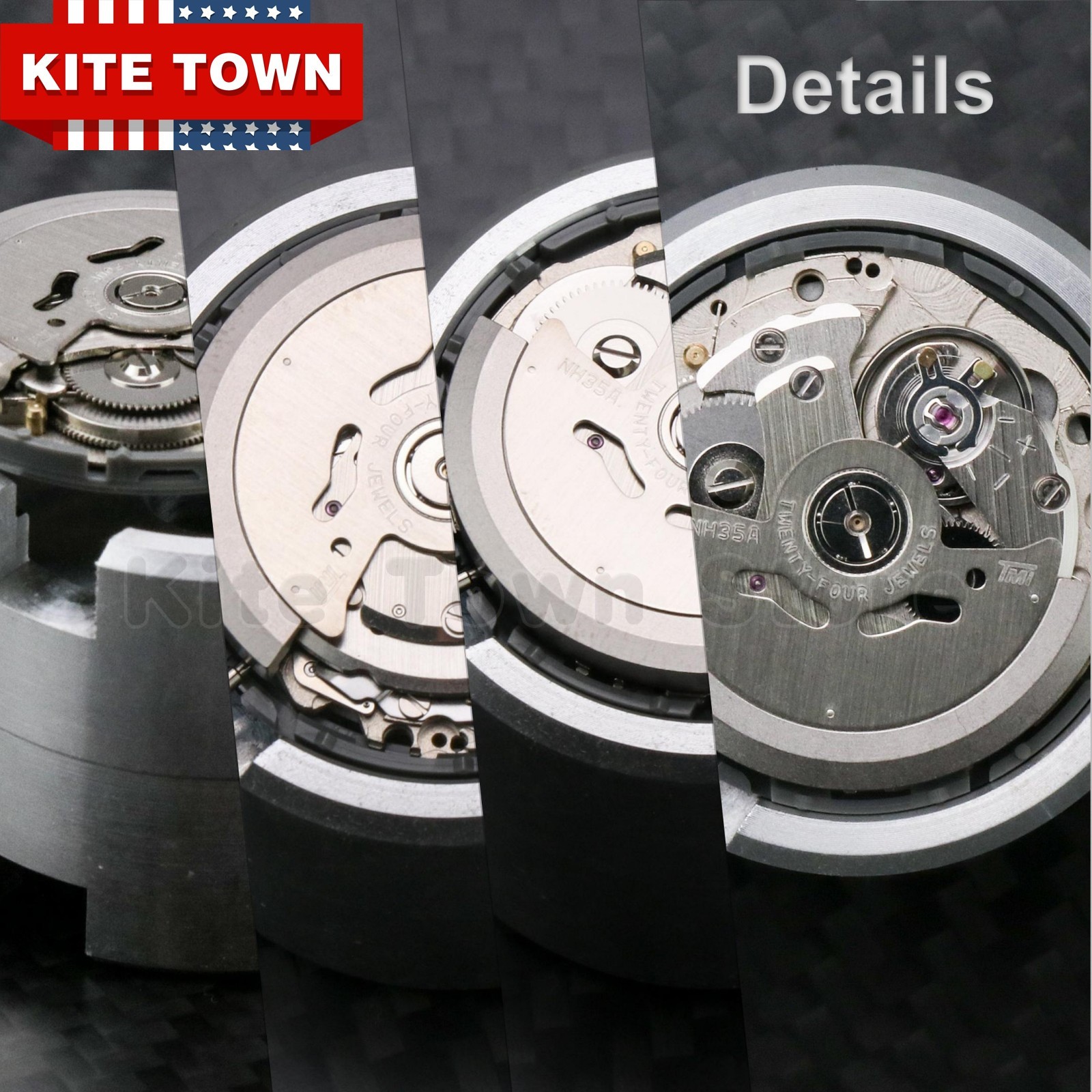 Genuine Automatic Watch Movement For Seiko (SII) NH35A Date At 3H W/ Black Disc