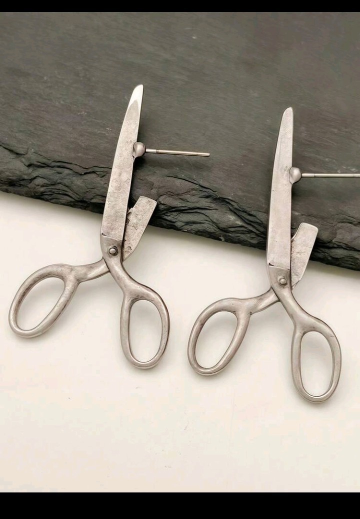 Silver Tone Scissors Shape Dangle Drop Earrings Butterfly Back No Stone