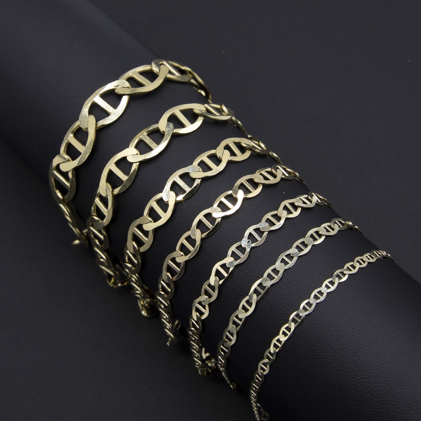 Bracelet Solid Real 10K Yellow Gold Shiny Mariner Link Chain All Sizes
