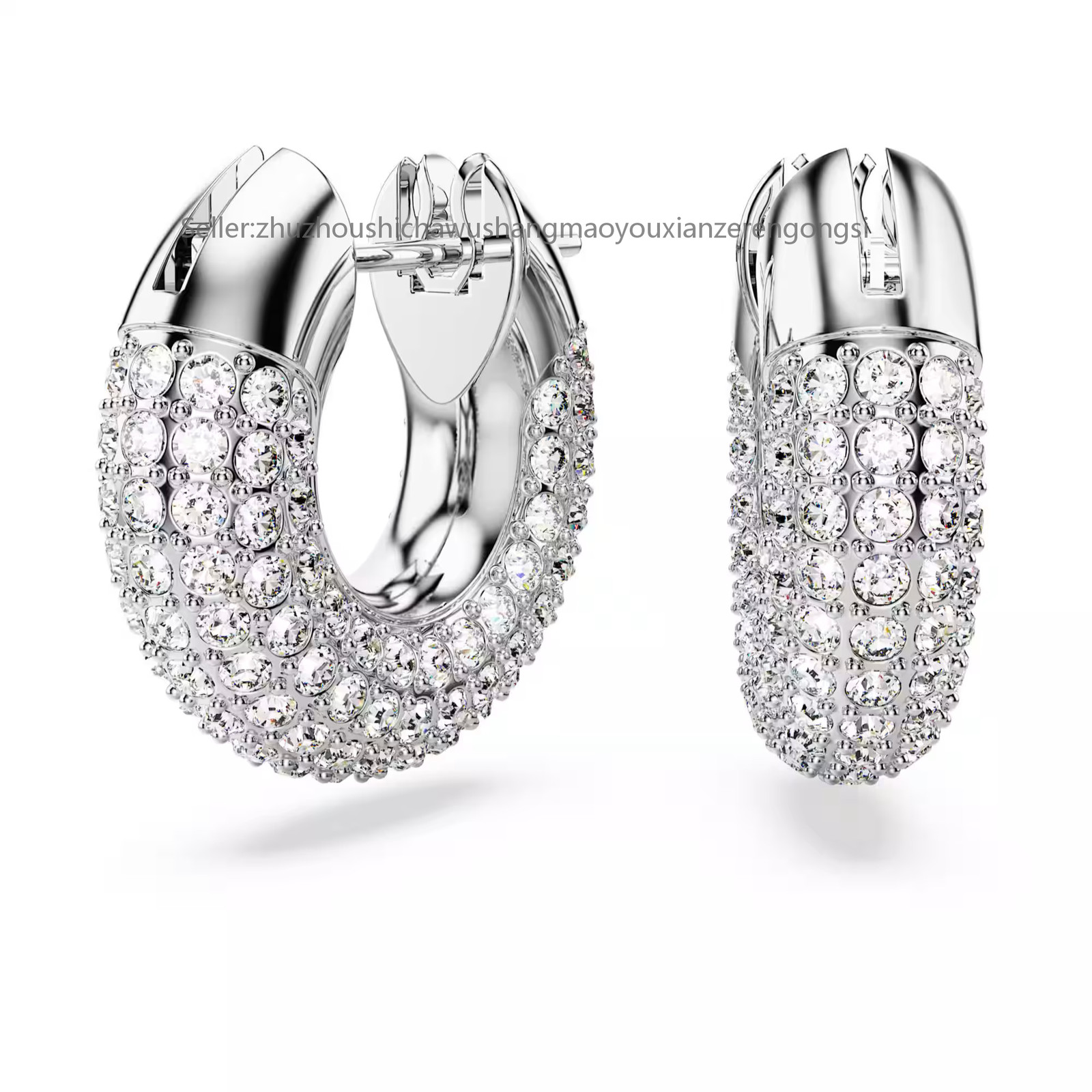 Dextera White Rhodium Plated Hoop Earrings Small New