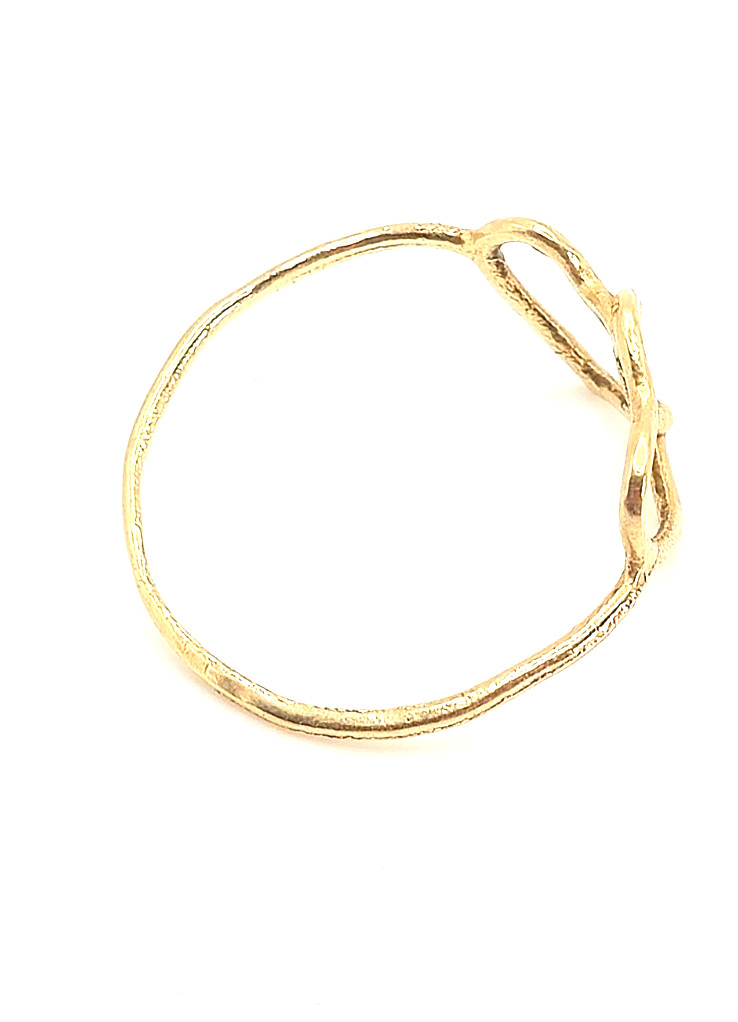 14K Yellow Gold Double Open Heart Ring Delicate Minimalist Size 7 0.7g Tested