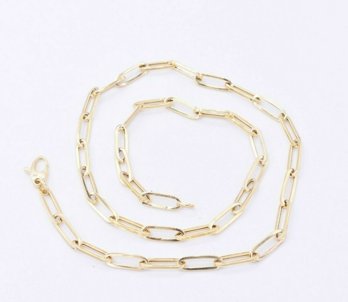4.2mm Paperclip Long Link Chain Necklace Silver 10K Yellow Gold Plated All Sizes