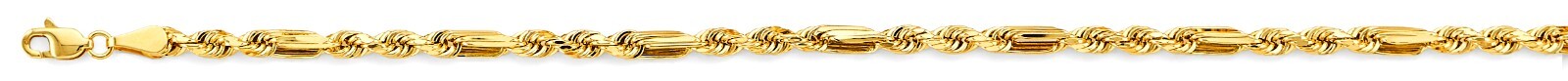 14K Yellow Gold Hollow Milano Figaro Rope Chain 8″-3.4 mm