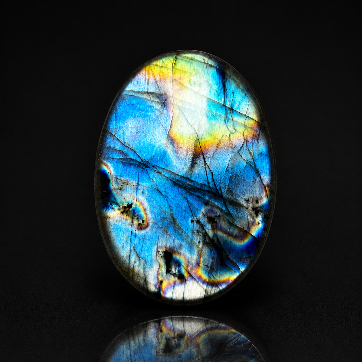 Blue Flash Labradorite Oval Cabochon Gemstone 49x33x6mm 86Ct Polished stone