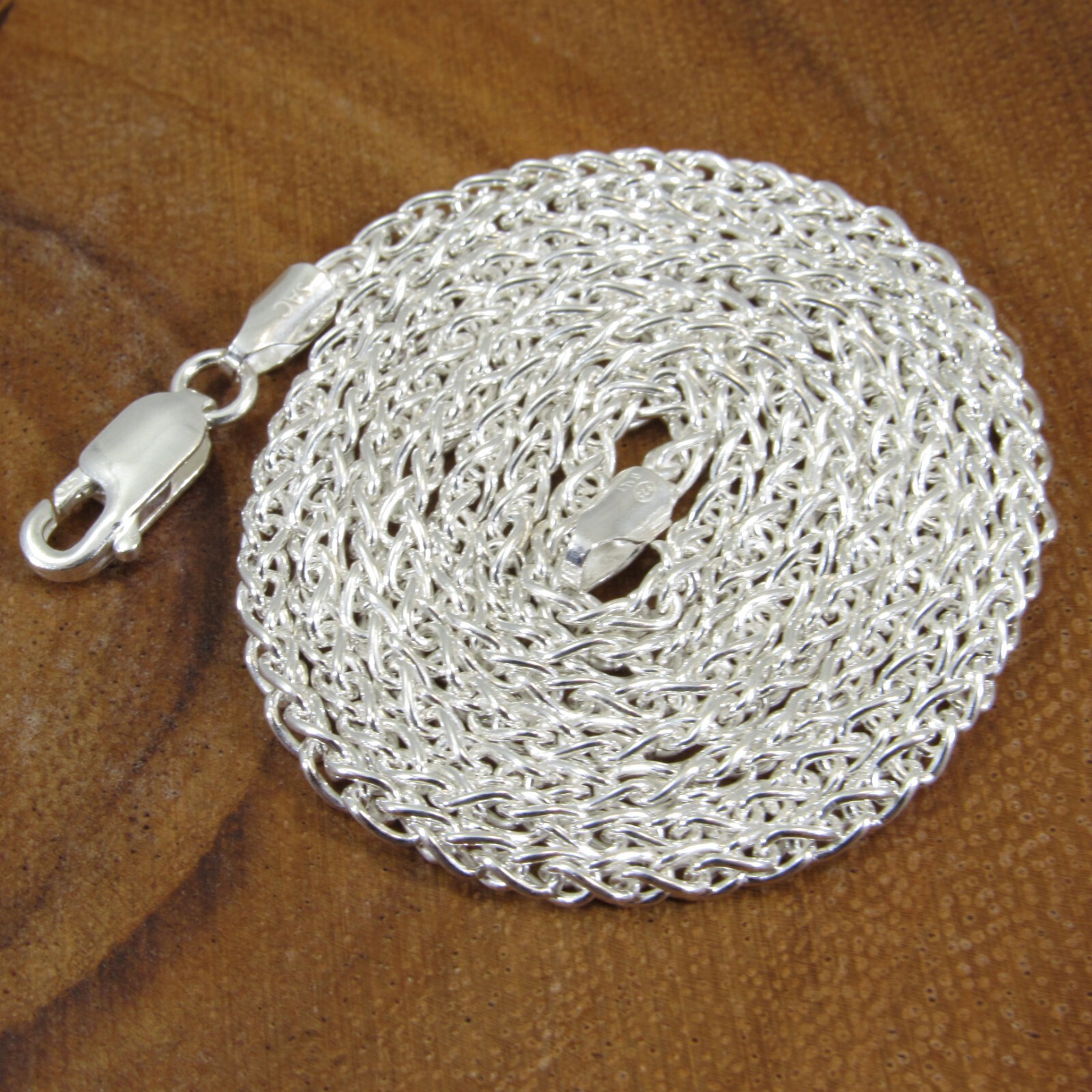 2.5MM Solid 925 Sterling Silver Italian SPIGA/WHEAT Rope CHAIN Necklace Italy