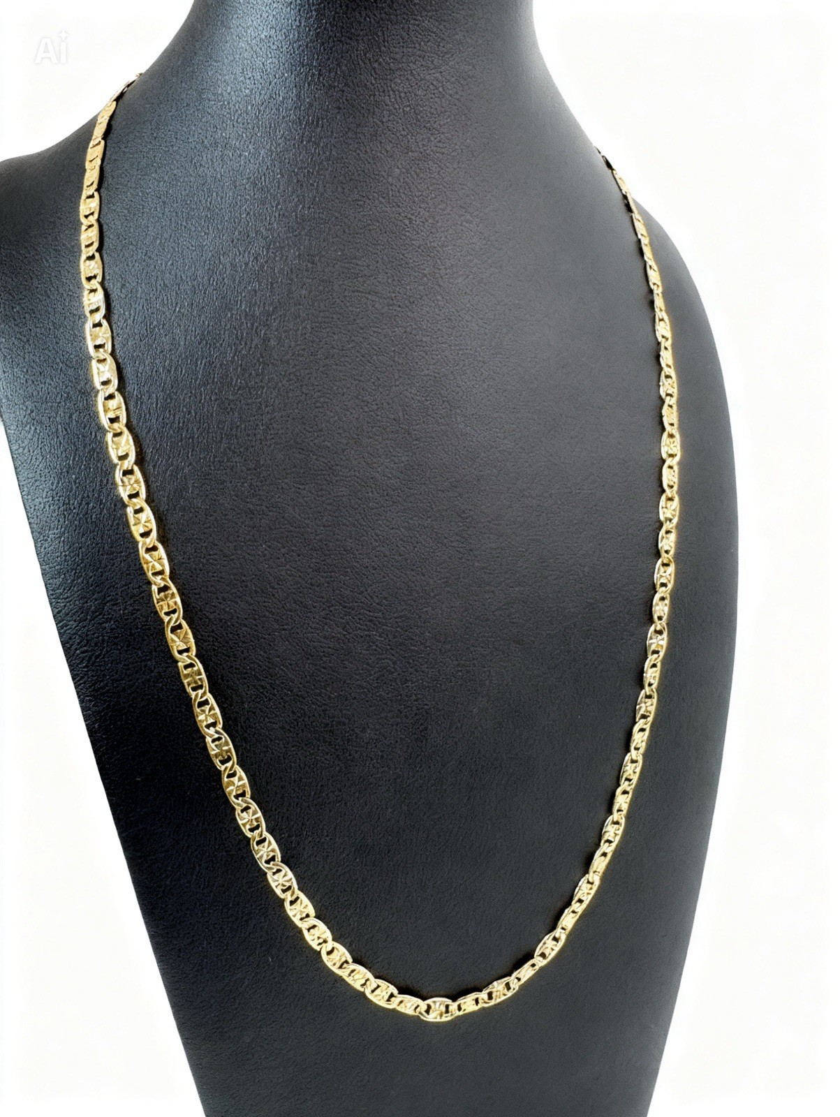 Elegant 4mm Diamond Cut Mariner Chain 22in Rich 18K Gold Plated Unisex Necklace