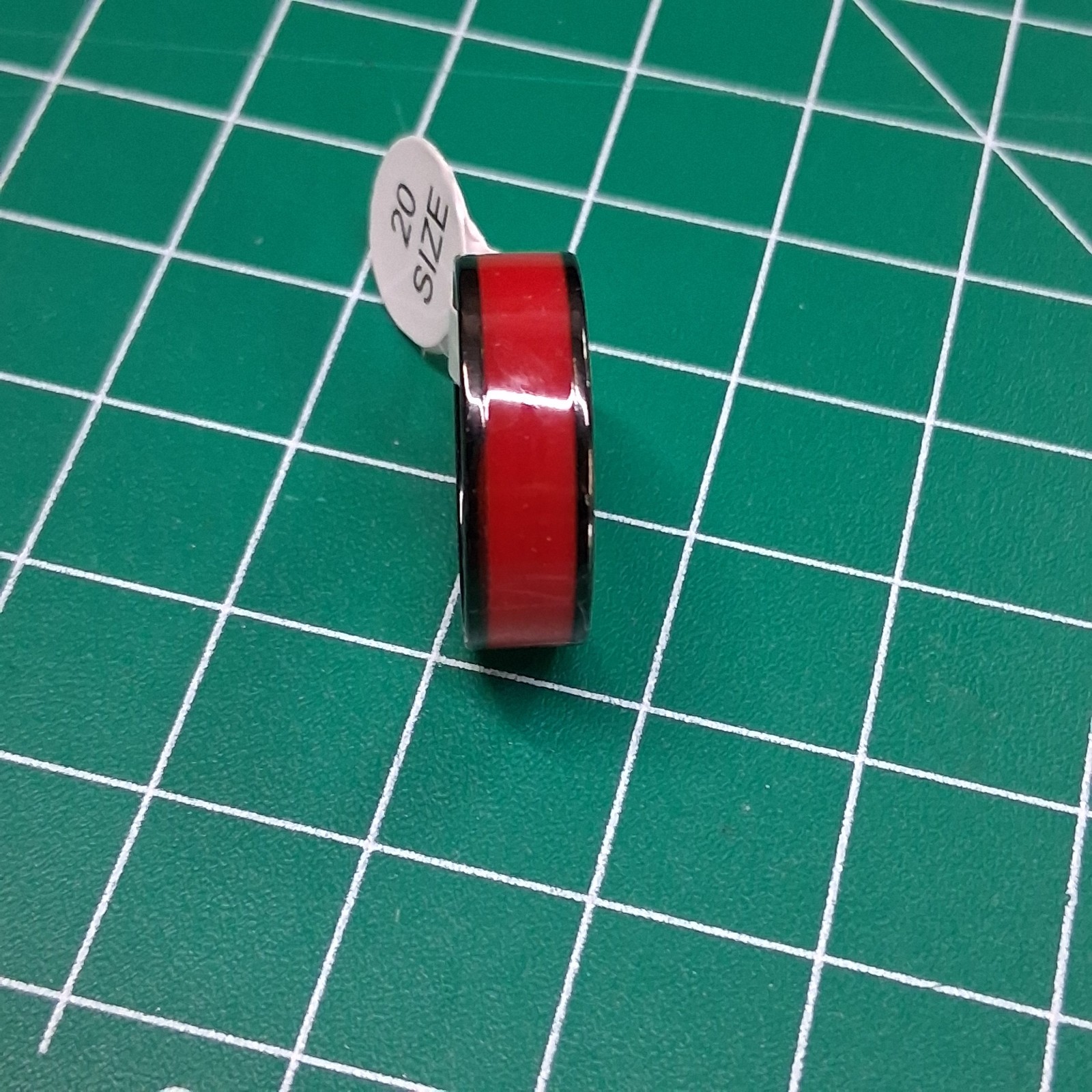 Black Stainless Steel Size 9.75 Maroon Band Ring