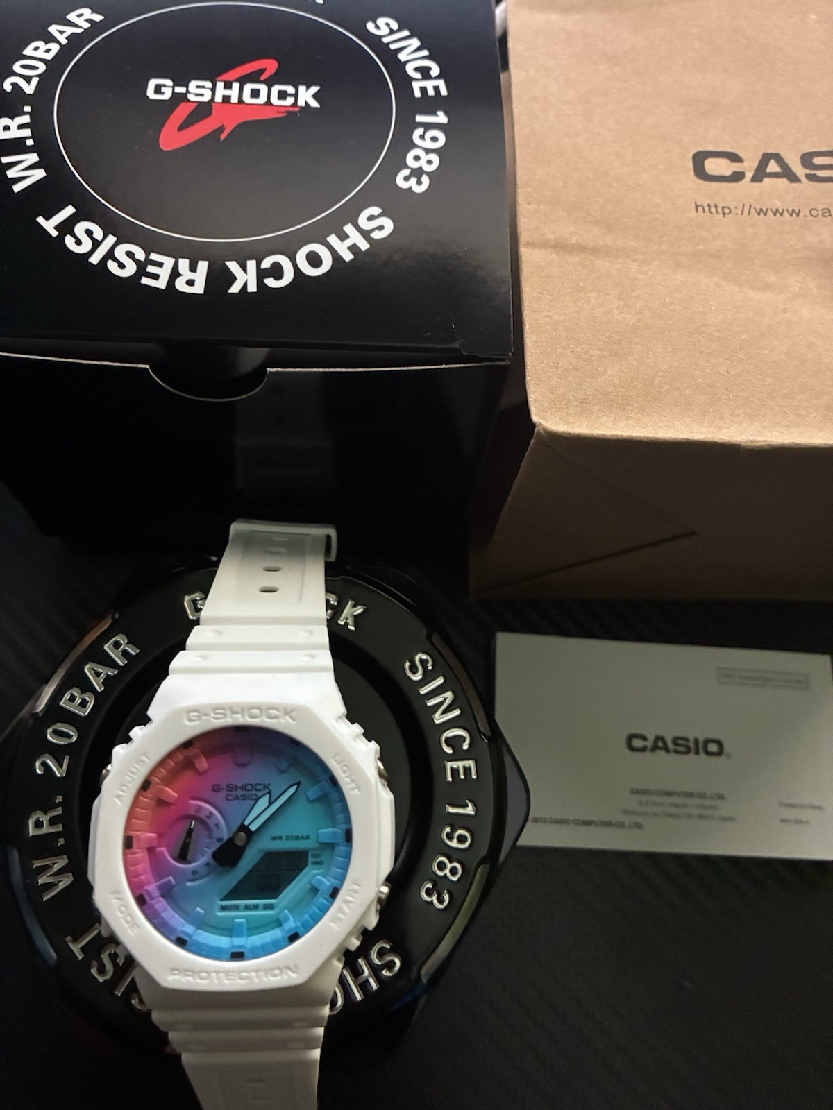 Casio G-SHOCK Analog/Digital Quartz 45mm White Resin Strap 200m Box Manual