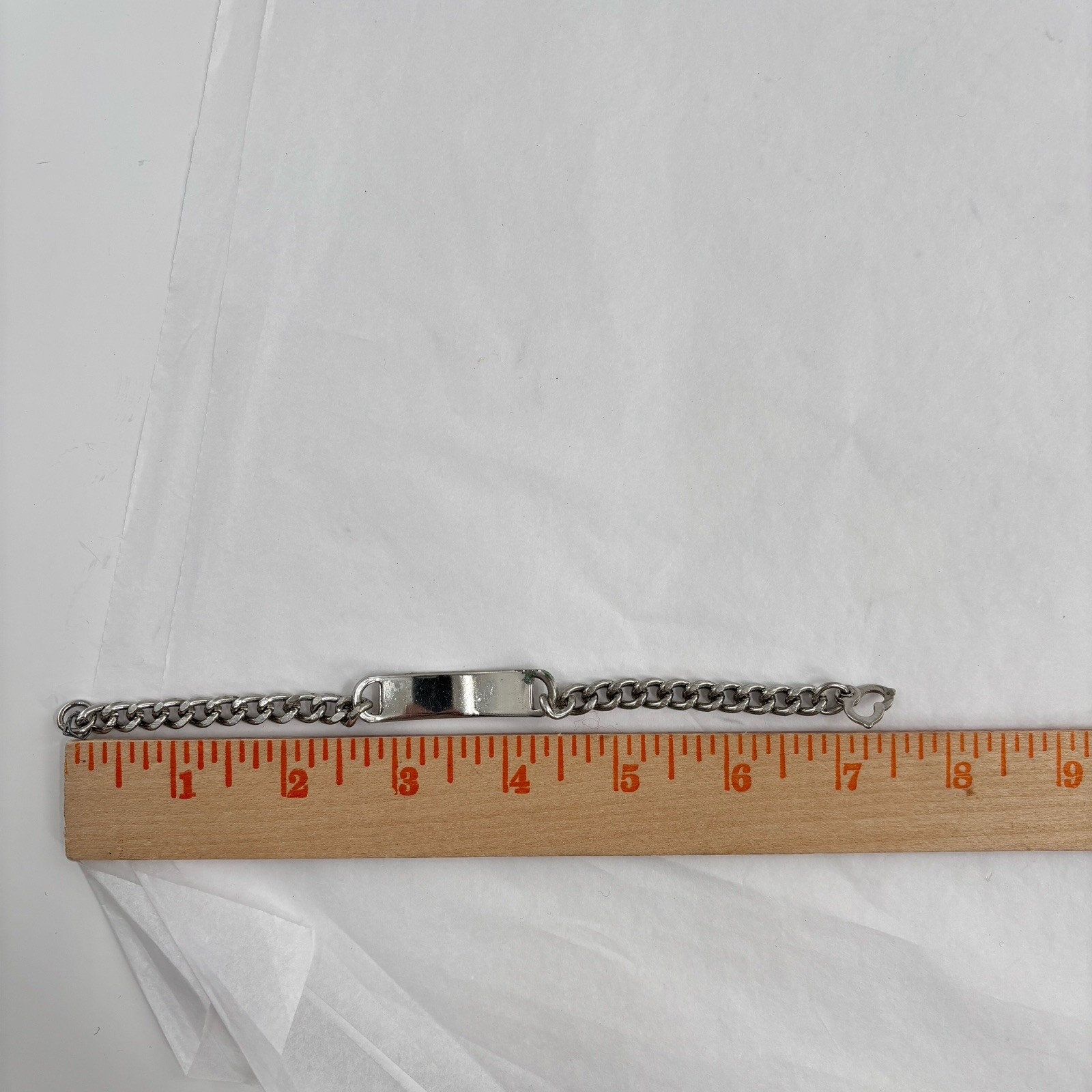 Vtg ID Bracelet Silver Tone Chain Blank Stacking