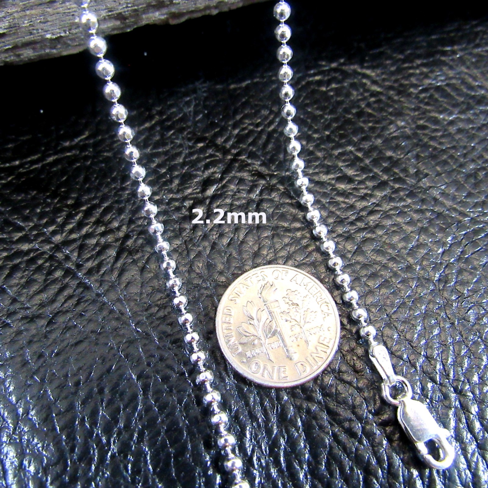 Solid 925 Sterling Silver Womens Italian Diamond Cut Ball Bead Chain Necklace