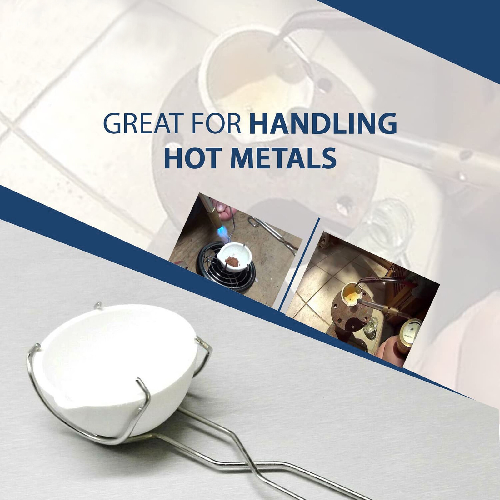 Ceramic Melting Crucible Dish Set Small Whip Tong Set Melting Gold Silver Copper