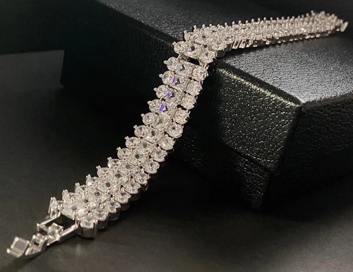 33 Cwt Princess Cut Simulated Diamond Bracelet 18k White Gold Filled Bridal Gift