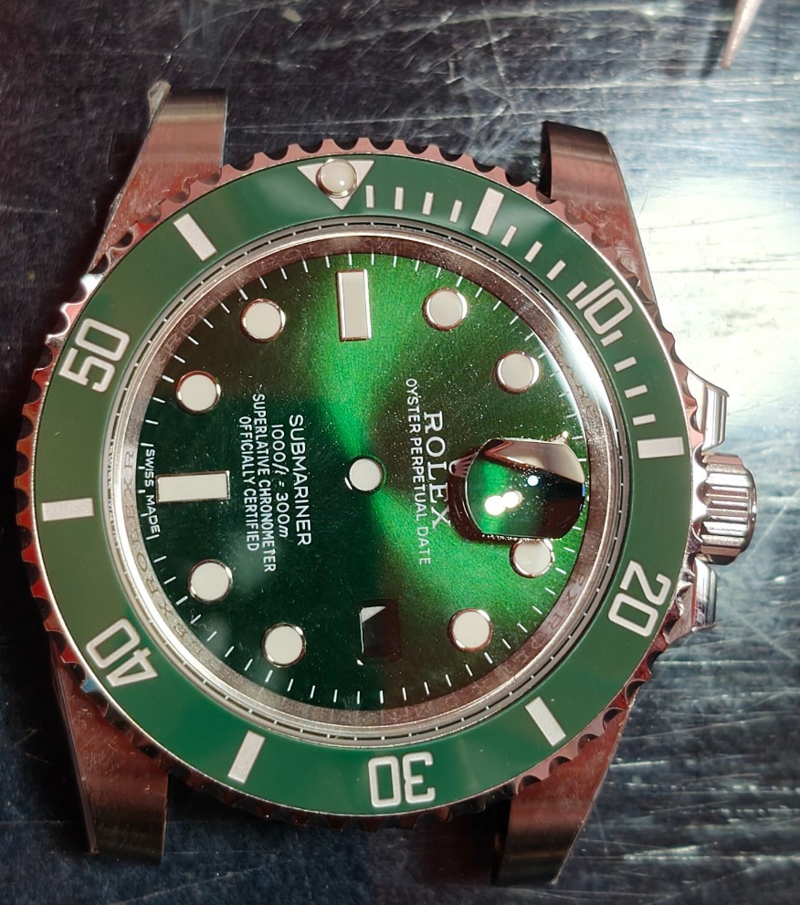 DIY 40mm Stainless steel Watch case with the green bezel Dial kits For 2824 DIY