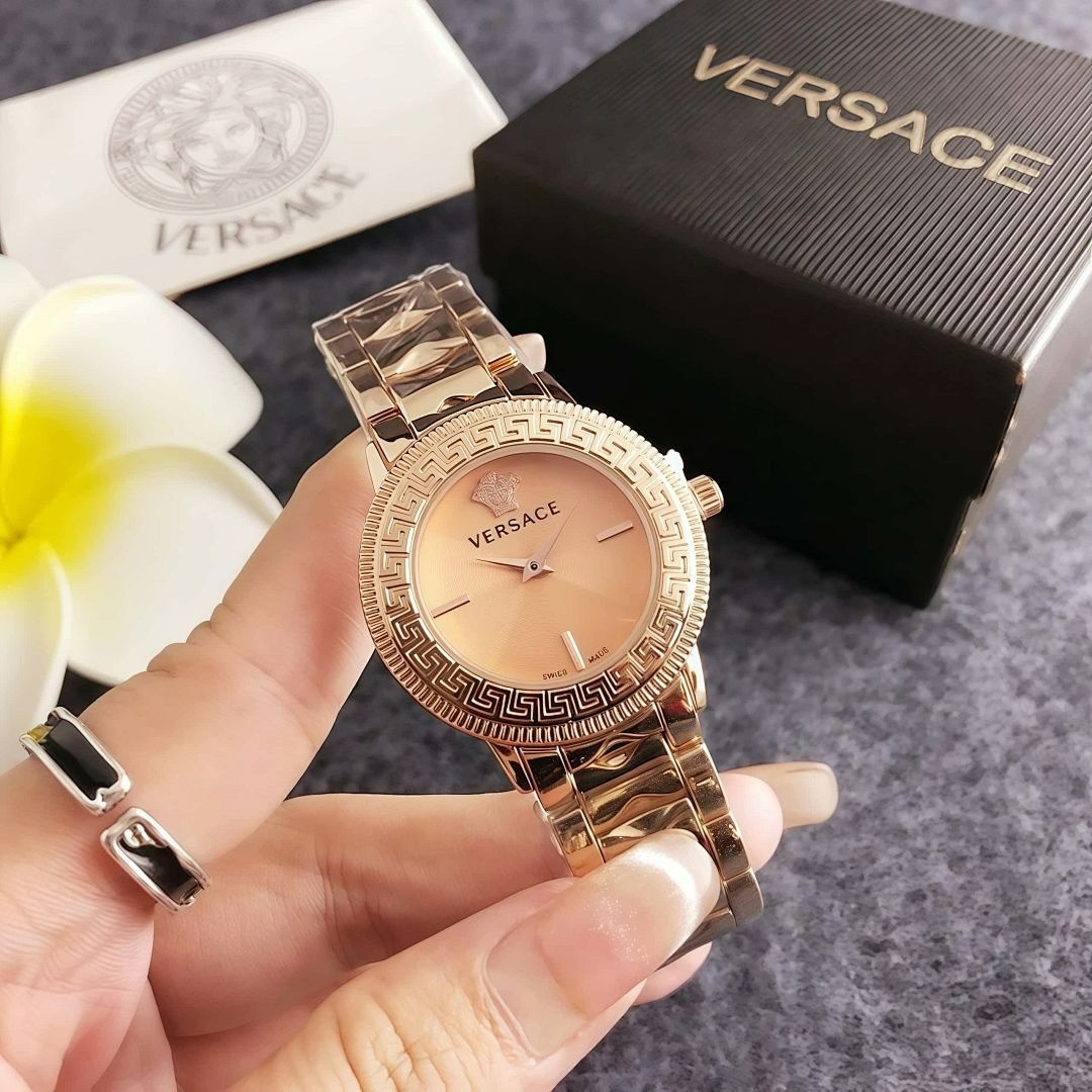 Versace 31mm Quartz Watch – Classic Alloy Wristband with Box