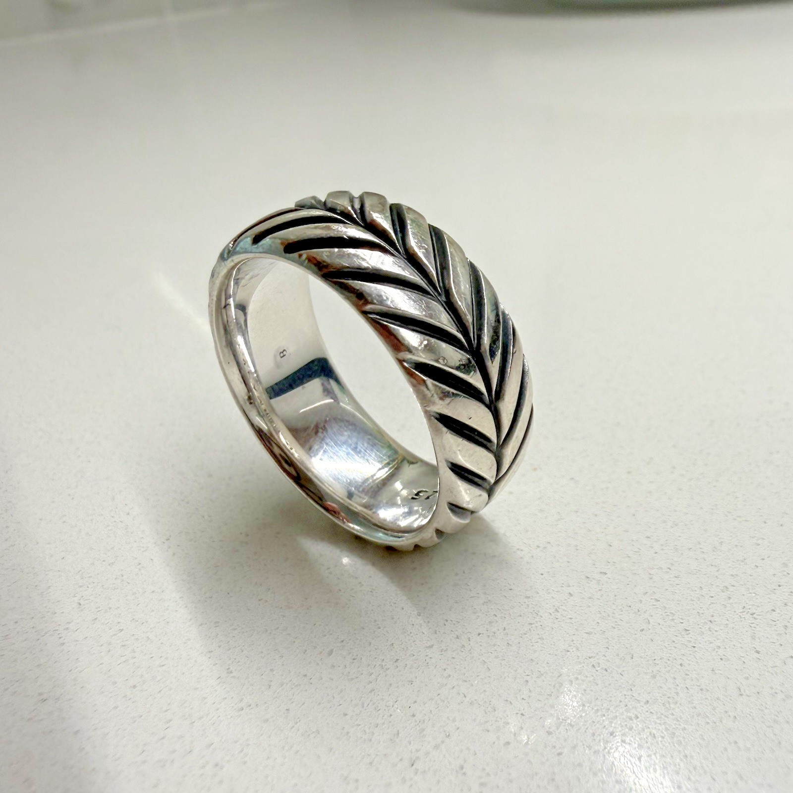 DAVID YURMAN Sterling Silver Chevron Band Ring