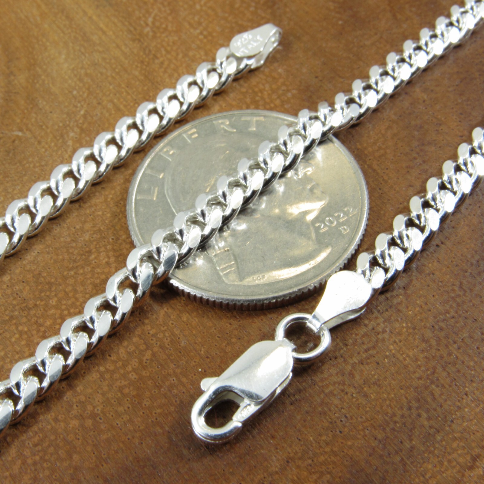 4.2MM Solid 925 Sterling Silver Men’s Italian MIAMI CUBAN Chain, Made in Italy