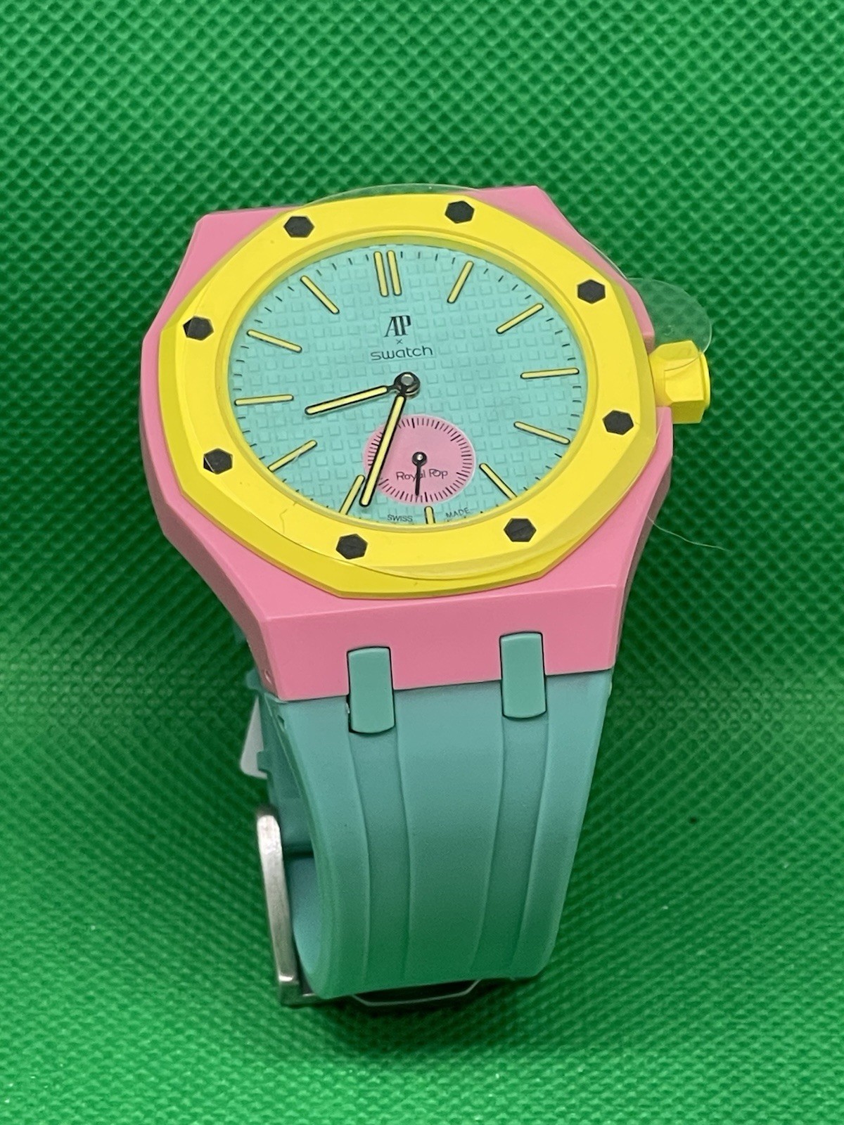 Rare Audemars Pigeut x Swatch Royal Pop OTG ROZ Green Band Pink Case Strap only