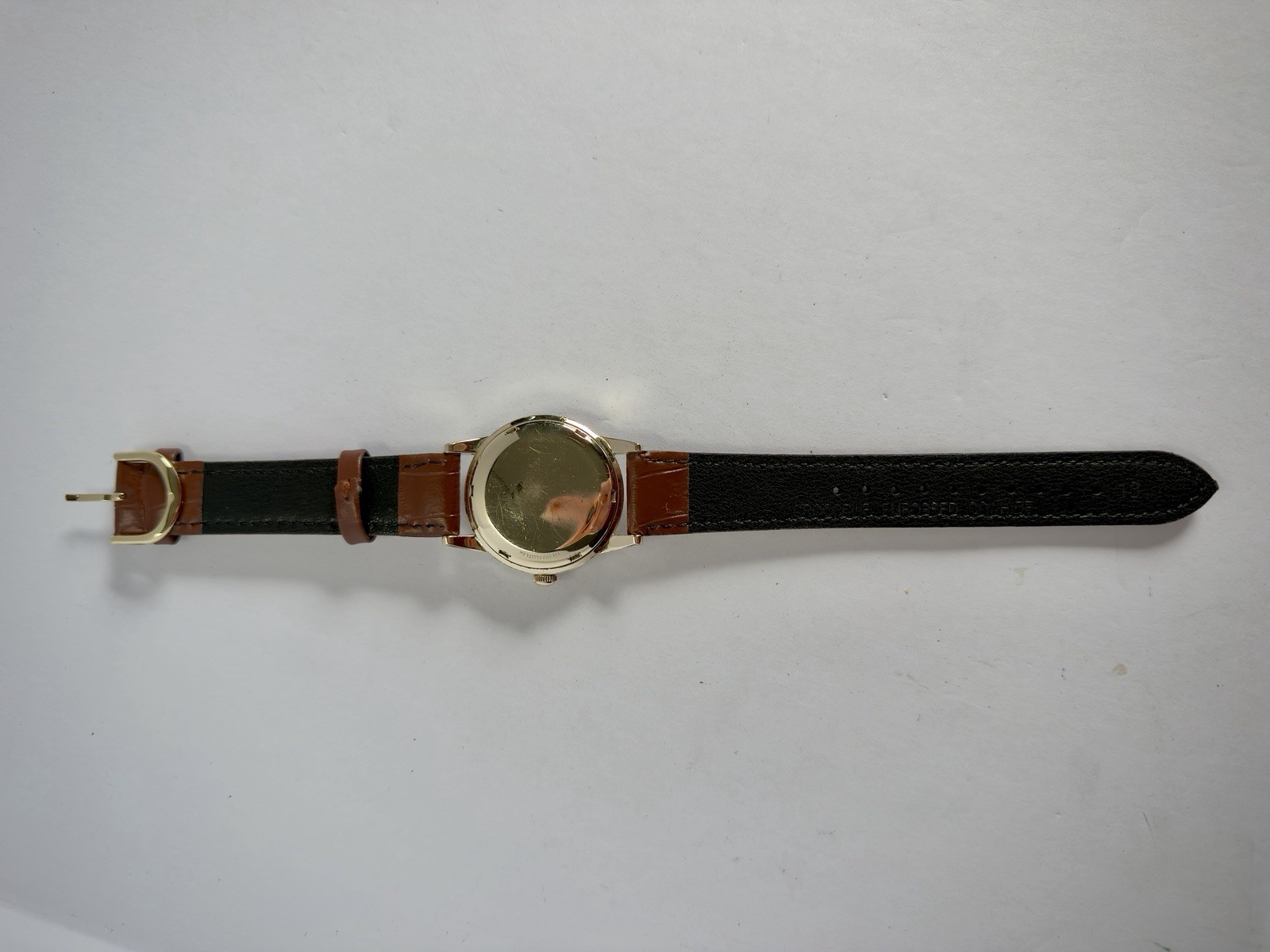 OMEGA Bumper Automatic 17J 14k Gold Filled Leather Strap