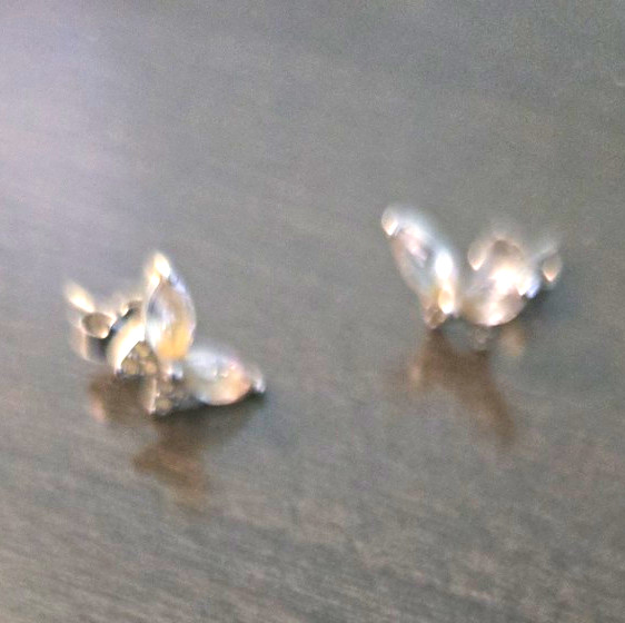 Silver tone butterfly stud earrings butterfly back closure no stone pair