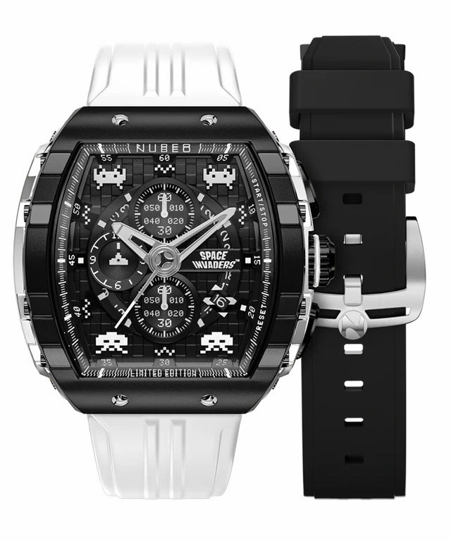 NUBEO MAGELLAN CHRONOGRAPH SPACE INVADERS LIMITED EDITION LUNAR BLACK WATCH LE