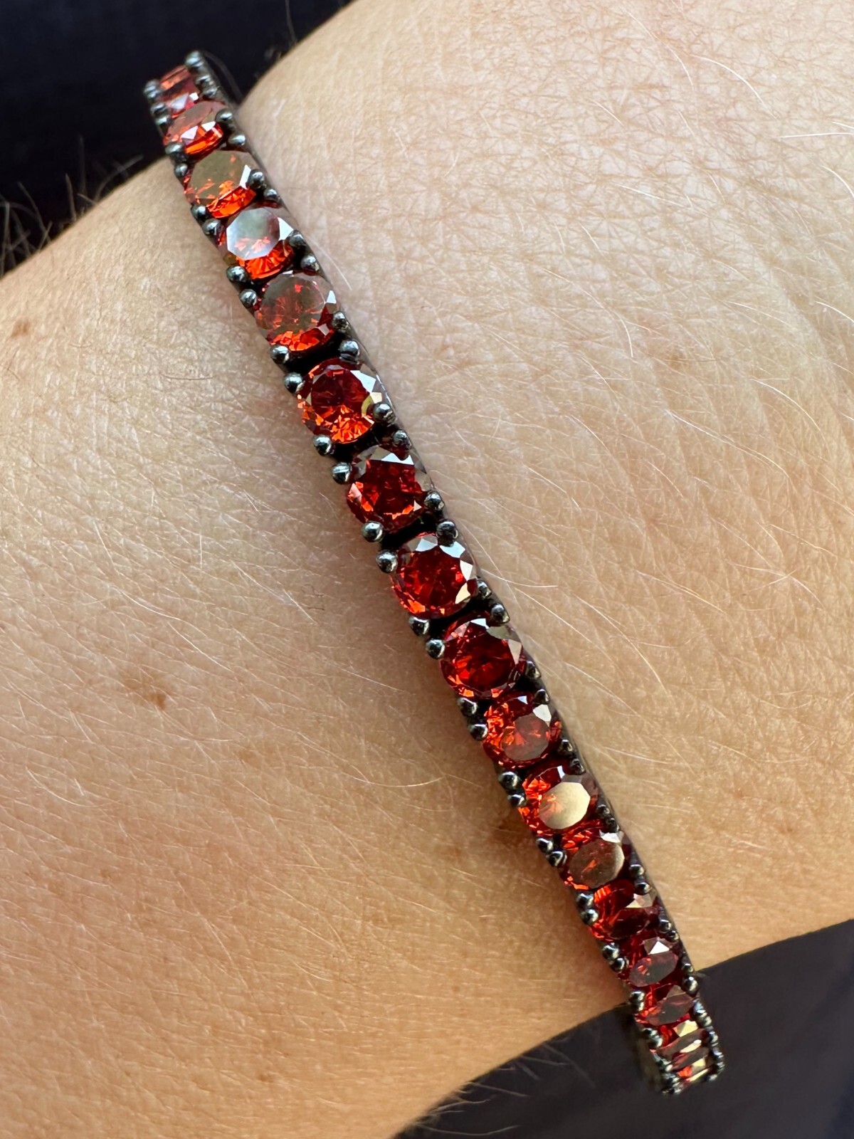 3mm Deep Red CZ Tennis Bracelet Real Iced 925 Sterling Silver Mens Ladies 6-8.5″