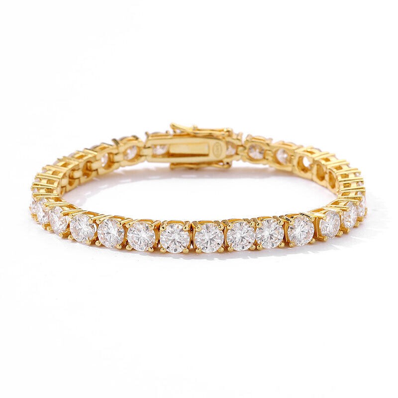 3-5MM VVS Moissanite Tennis Chain Bracelet 925 Sterling Silver Passes Tester