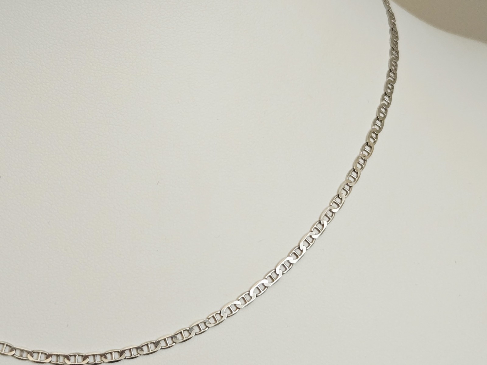 Italy Sterling Silver 18 1/2″ Mariner Link Design Necklace Chain – 1/8″ Wide