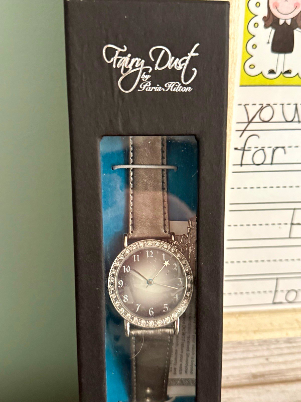 Paris Hilton Fairy Dust Women’s Quartz Gray Dial Leather Strap Watch 32mm Box