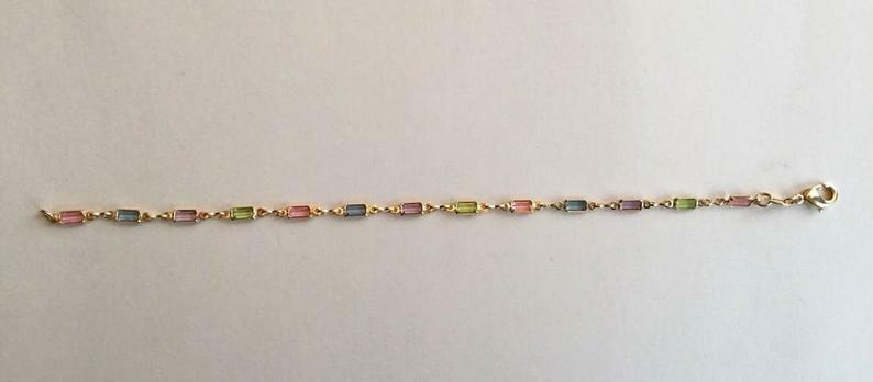 18K Gold Filled Multicolor Crystal bracelet 7.5” Long /Pulsera de Cristal- BR199