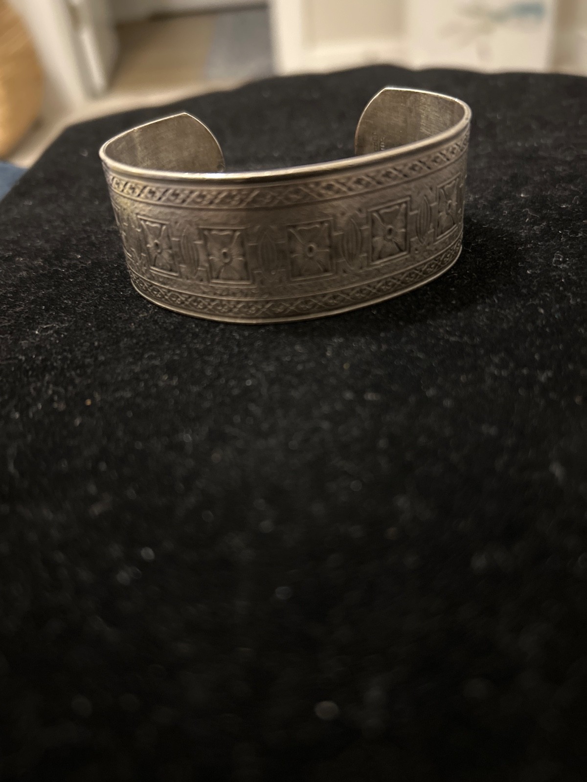 Engraved Ethnic Silver Copper Cuff Bracelet Unisex Adults