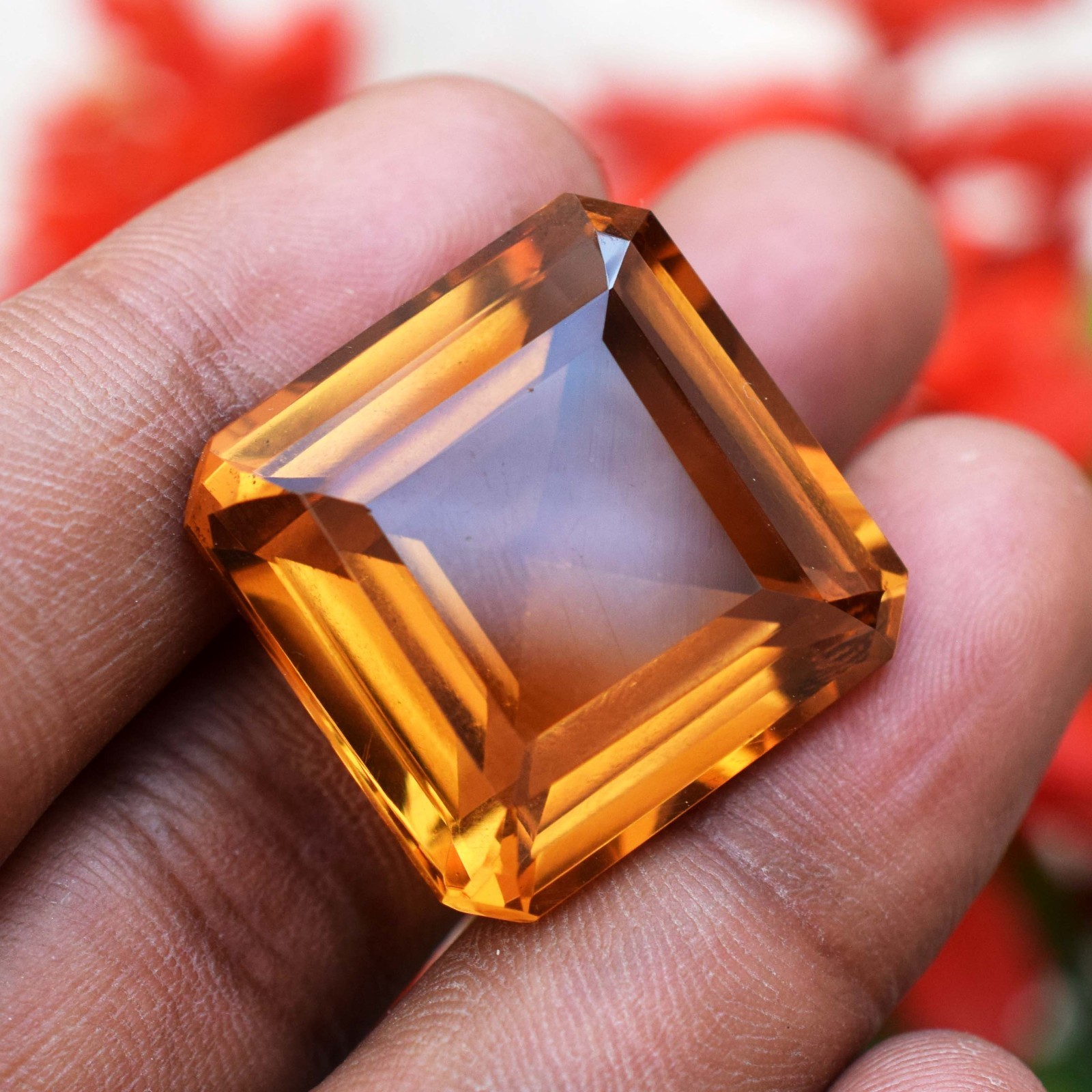 66.55 CT Flawless Imperial Topaz Octagon Cut Certified Loose Gemstone