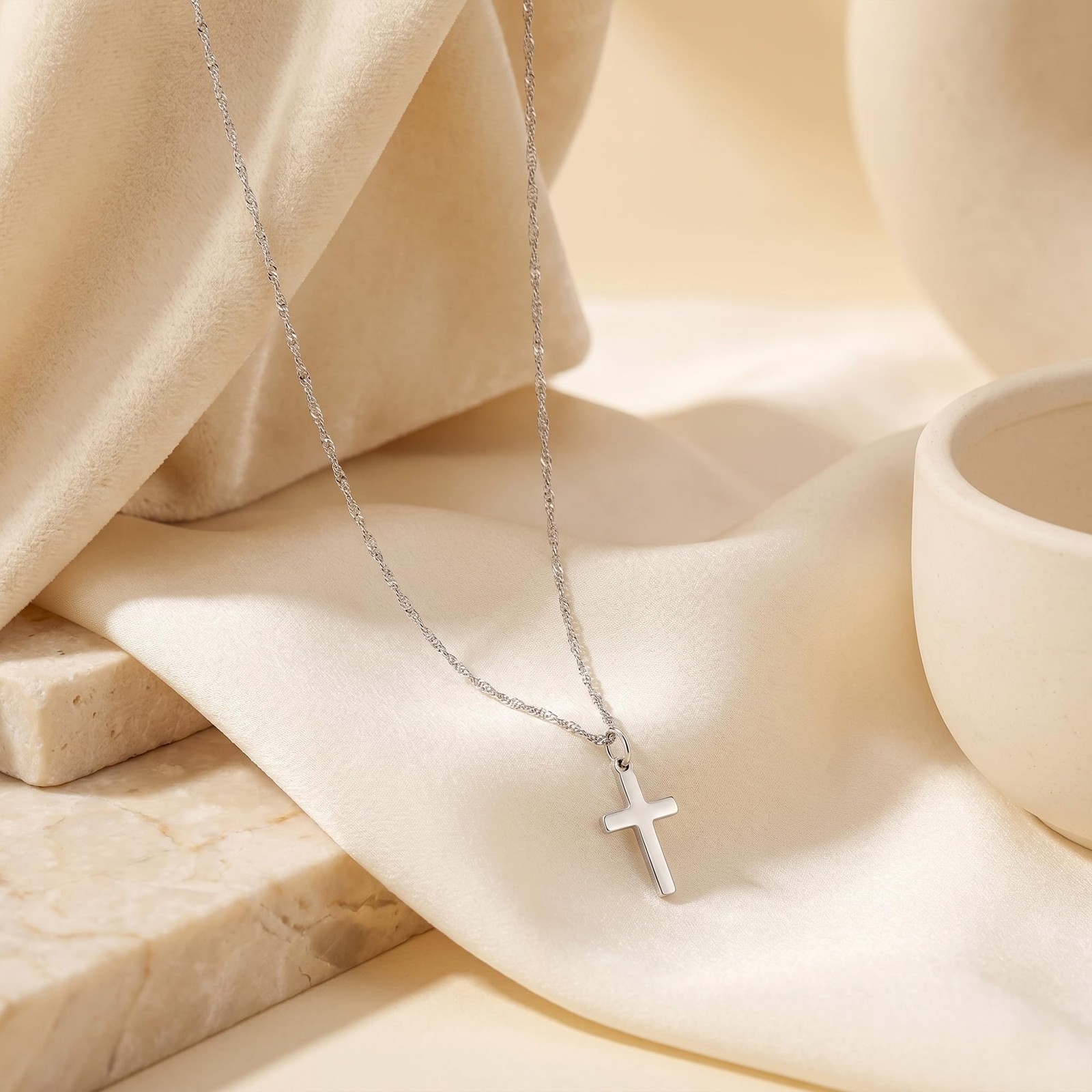 Goldegg 925 Sterling Silver Cross Necklace for Women, Dainty 18K Gold Plated …