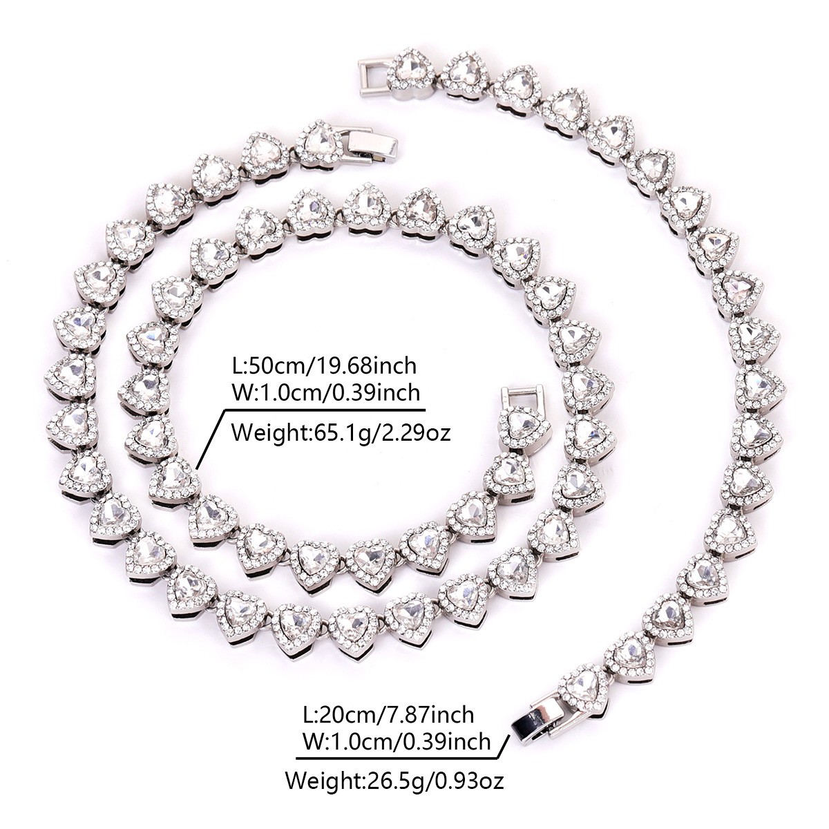Tennis Jewelry Set Silver Stainless Steel zirconiastone unisex Necklace Bracelet