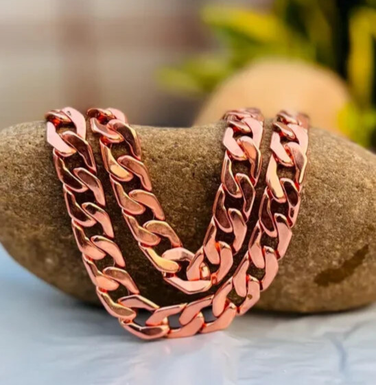 22 inch Pure Copper Solid CUBAN Chain Necklace, Healing Jewelry Spiritual