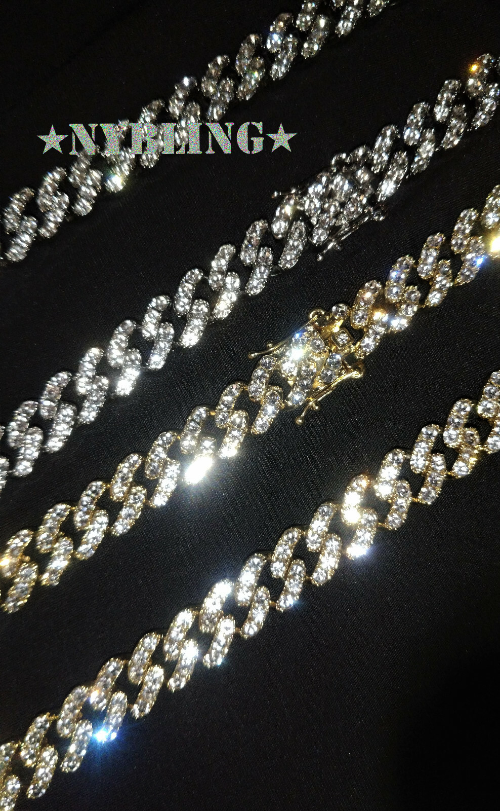 ICY Miami Cuban Chain Necklace or Bracelet Mens Gold Plated CZ Hip Hop Jewelry