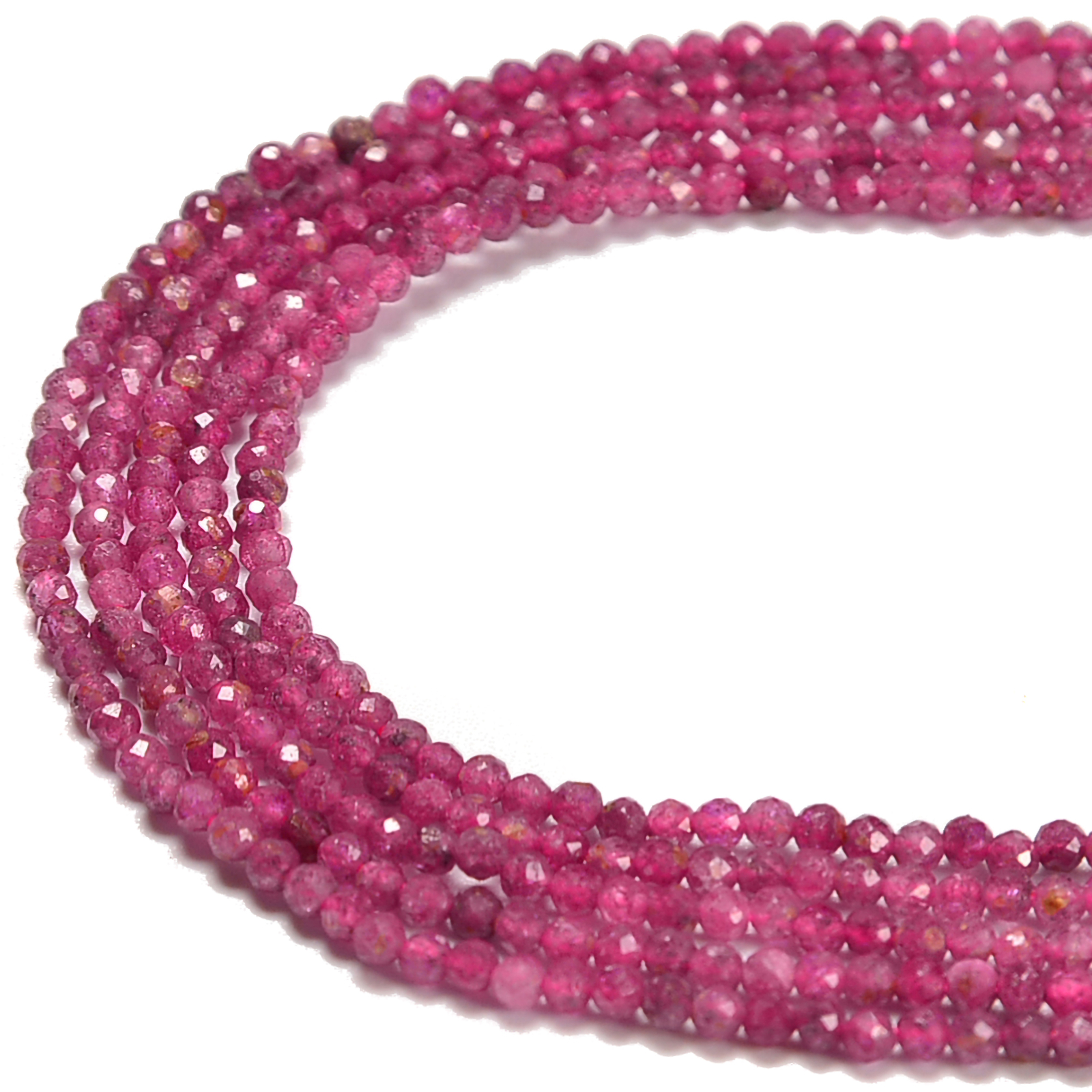 Ruby Faceted Round Beads Size 2mm 15.5” Strand (2mm)